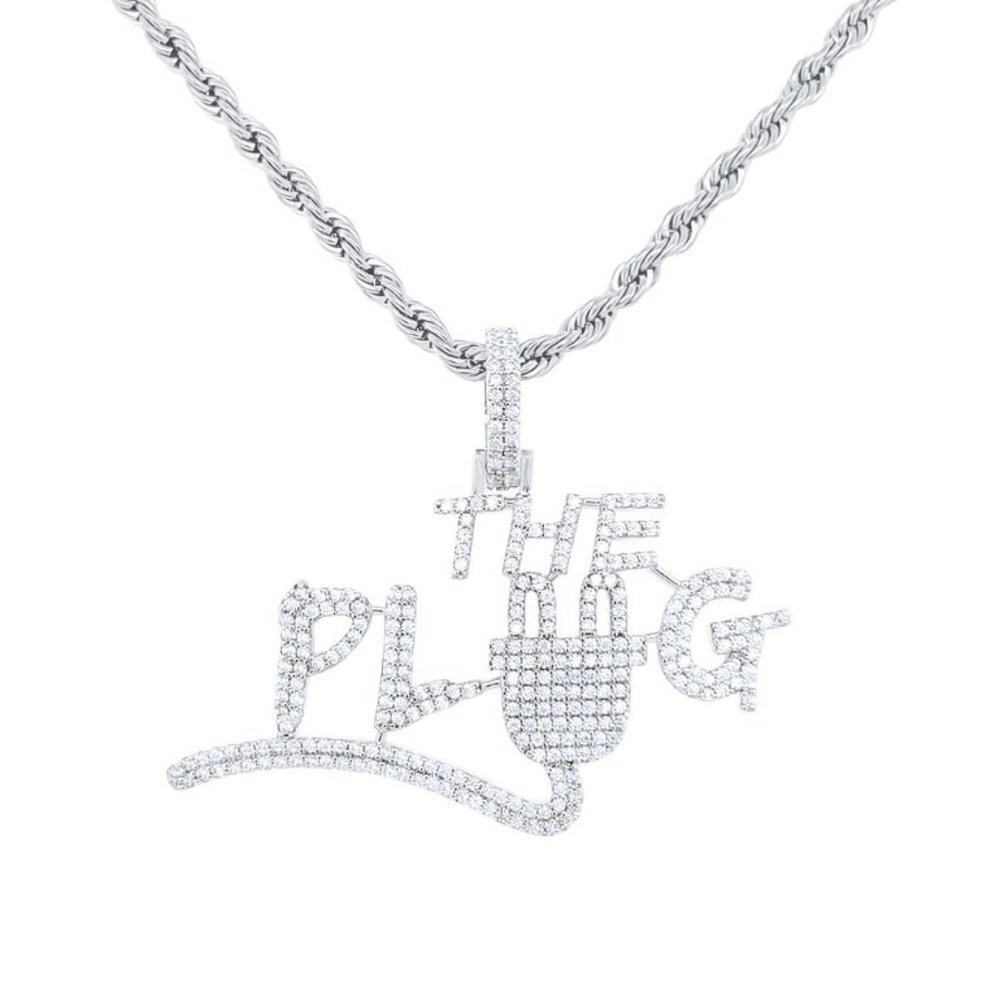 14k The Plug Pendant Hip Hop Fully Iced Out / Gift
